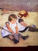 Mary Cassatt Children Playing on the Beach Norge oil painting reproduction